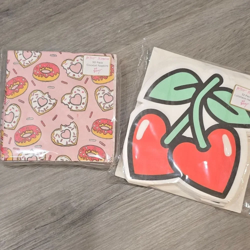 Betsey Johnson‎ Heart Cherries & Donuts Napkin Set